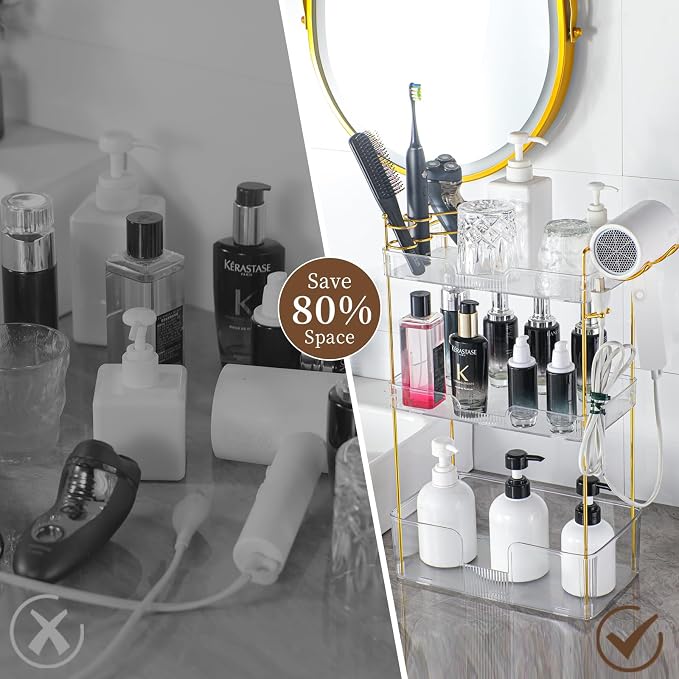 YCIA&DONE Luxury Bathroom Counter Organizer, Large Makeup Organizer Countertop - Image 3