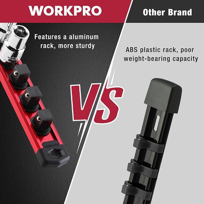 WORKPRO Magnetic Socket Organizer Set, 3-Piece Aluminum Alloy Socket Rail - Image 4