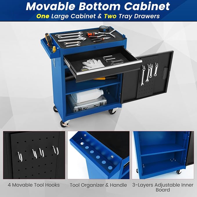 Goplus Rolling Tool Chest, 5-Drawer Tool Box Organizer w/Lockable Wheels & - Image 6