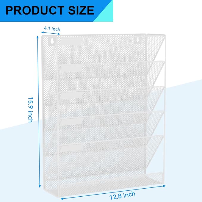 Wall File Organizer Holder Mesh Hanging Paper Document Holder, Vertical 6 - Image 3
