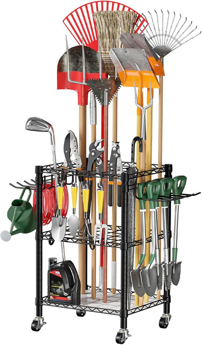 T1 Garden Tool Organizer（With Lockable Wheels）Heavy Duty Garage Tool Storage by Roxibelt