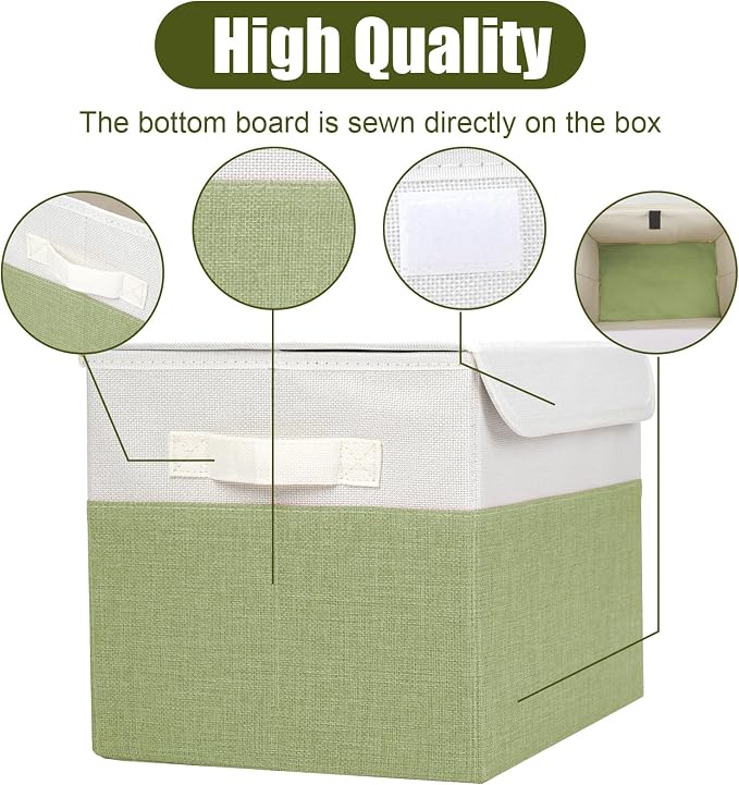 Large 22 Quart Linen Fabric Foldable Storage Bin Cube Organizer Basket - Image 5