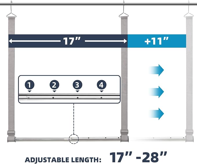 STO STO Closet Hanging Rod, Length and Height Adjustable Closet Rod, - Image 3