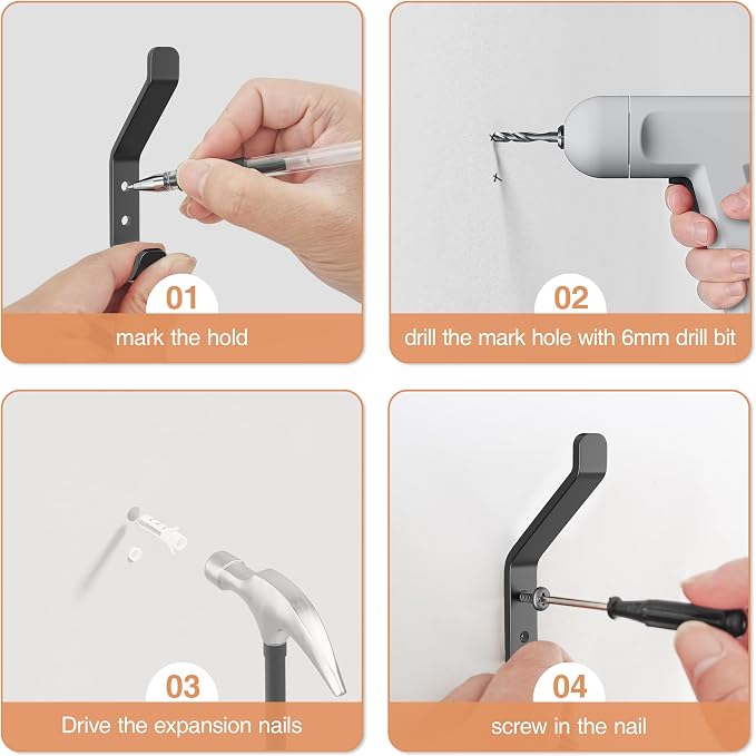 Coat Hooks Wall Mount for Hanging: 20LB Sturdy Hanger for Backpack, for Closet - Image 5