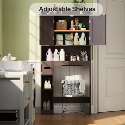 Gizoon 66''H Over The Toilet Storage Cabinet, Dark Brown | Over Toilet Storage - Image 5