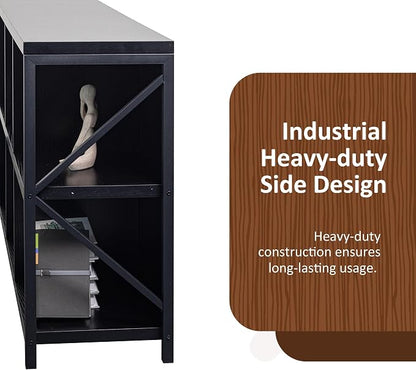 8 Cube Storage Organizer Bookshelf, Industrial Horizontal Bookcase, Accent - Image 5