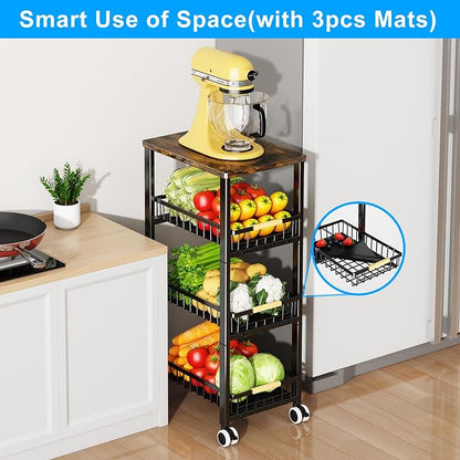 Fruit Vegetable Storage Basket for Kitchen, 4 Tier Large Pull-Out Metal Wire - Image 2