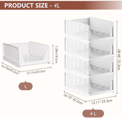 CTSNSLH 8 Pack Closet Organizers Stackable Storage Box | White stackable - Image 2