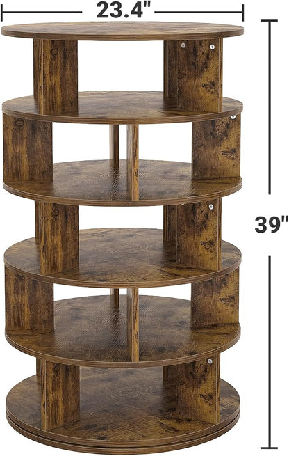 Aheaplus Rotating Shoe Rack, 5-Tier Wood Shoe Organizer - Image 2