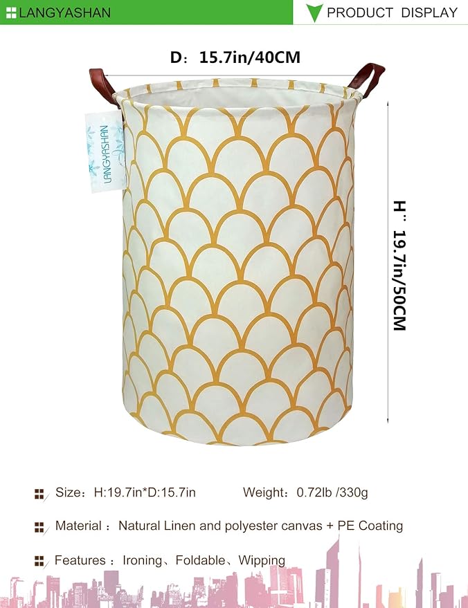 LANGYASHAN Laundry Basket Canvas Fabric Collapsible Organizer Basket - Image 2