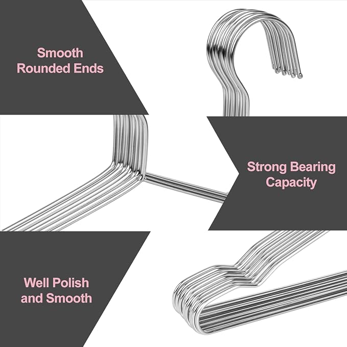 Metal Hangers Heavy Duty 18 Inch Clothes Hangers, Space Saving and Non-Slip - Image 4