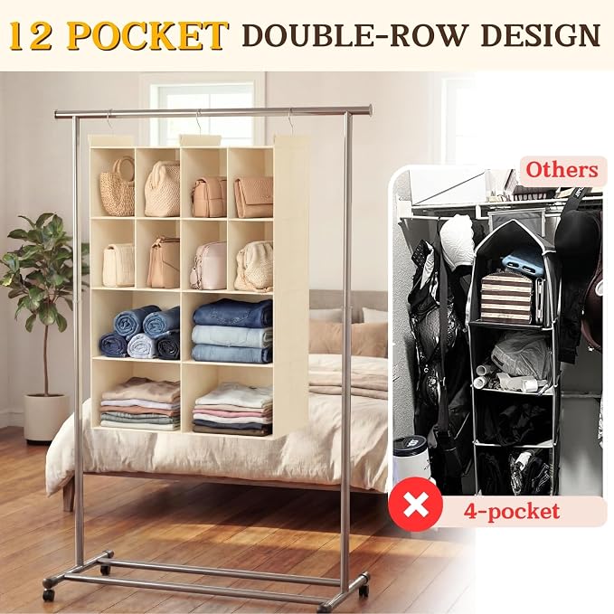 Ofiray-home 4 Tier Hanging Closet Organizer, 12 Compartments Sweater Organizer - Image 4