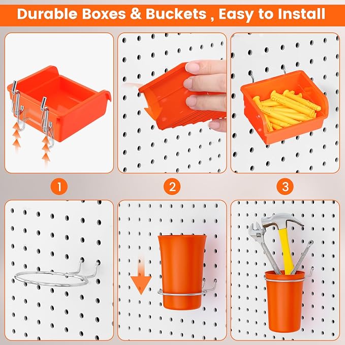 Pegboard Organizer Accessories Kit 264 PCS, Peg Board Hooks Assortment - Image 6