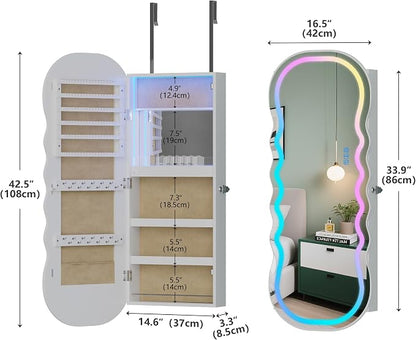 HNEBC LED Mirror Jewelry Cabinet - Image 3