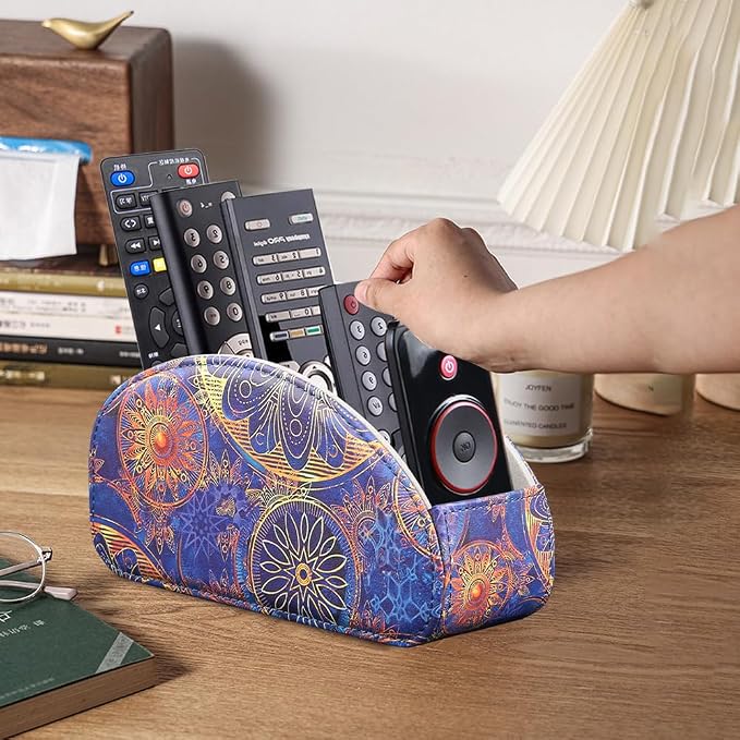 TV Remote Control Holder with 5 Compartments, Pu Leather Remote Caddy/Box/Tray - Image 6