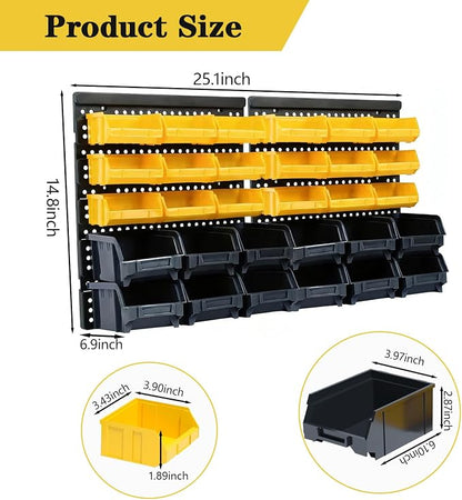Wall Mounted Storage Bins, 30 Wall Mount Tool Organizer Bins Plastic Parts Rack - Image 2