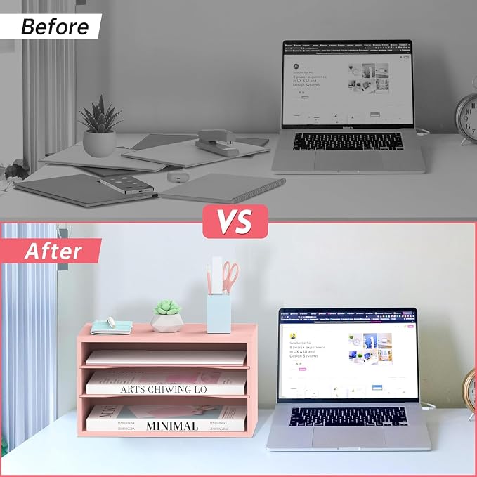 3 Tier Wood Desk Organizer, Mail Sorter and Paper Organizer - Image 6
