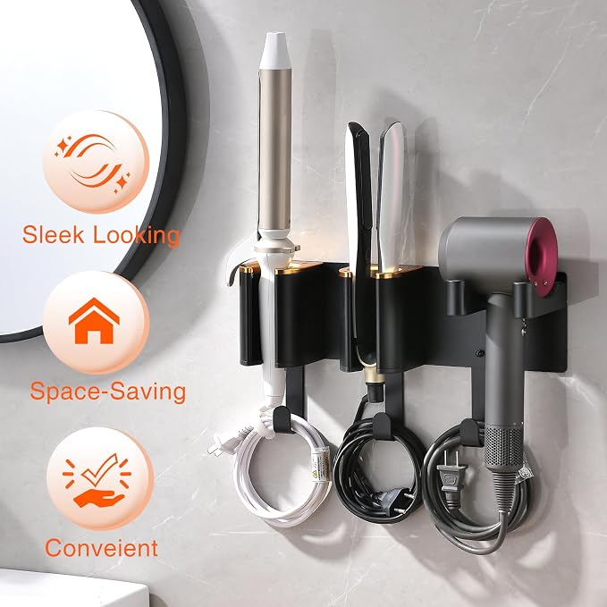 Hair Tool Organizer Wall Mount, Hair Dryer Curling iron Organizer, Flat Iron - Image 9