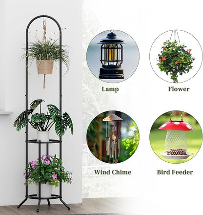 2-tier Hanging Plant Stand Indoor and Outdoor, Space-Saving Iron Plant Shelf - Image 6