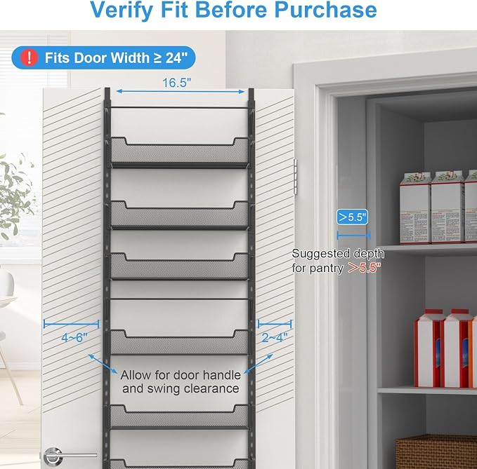 Over the Door Pantry Organizer, 8-Tier Over the Door Organizer - Image 4