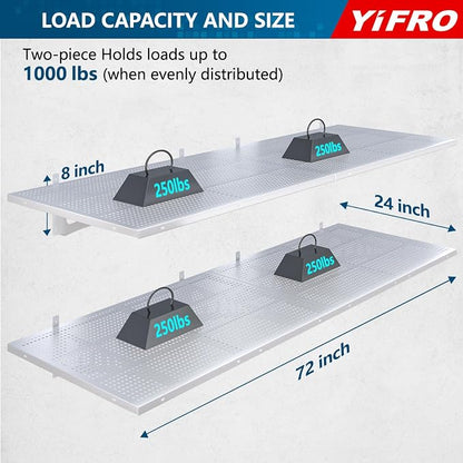 4-Pack 2x3ft Heavy Duty Garag e Wall Shelving, 1000 lbs Load Capacity, Garage - Image 2