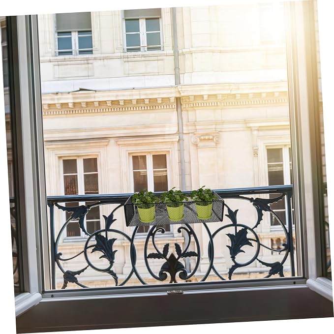 Outanaya 1pcs Metal Wire Hanging Planter Rack Space-Saving Balcony Flower Holder - Image 6