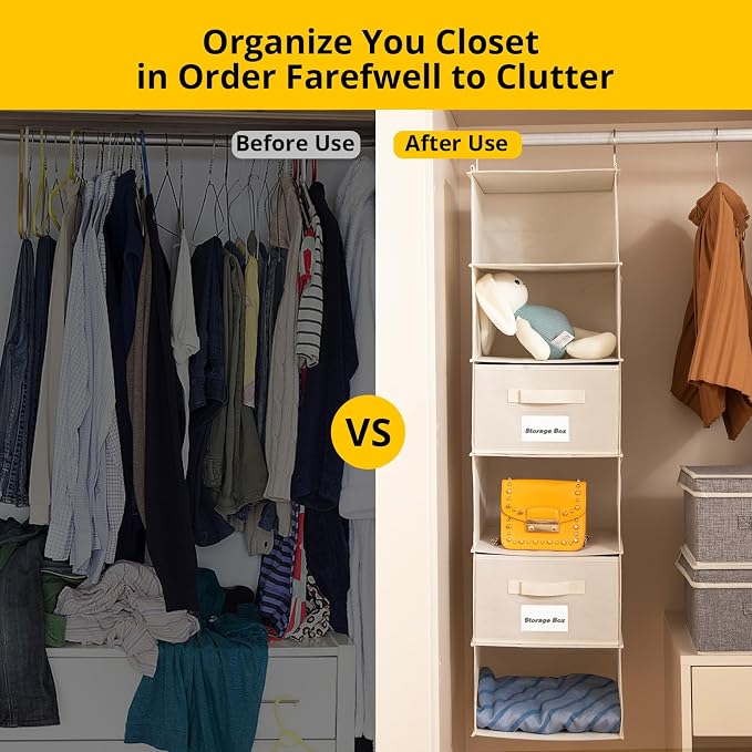 BrilliantJo 2 Pack 6 Shelves Hanging Closet Organizer - Image 5