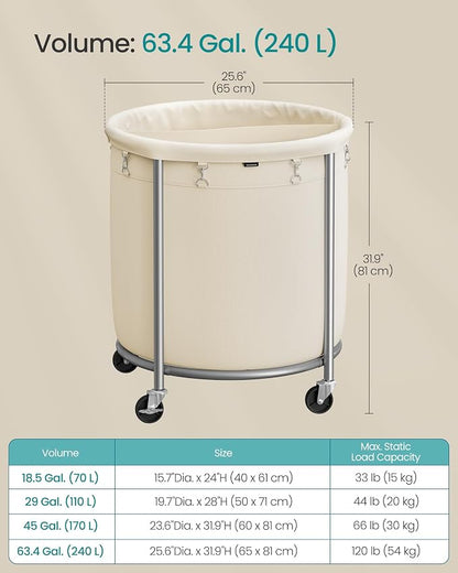 SONGMICS Laundry Basket, Rolling Steel Frame - Image 7