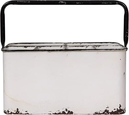 Creative Co-Op Distressed White Metal Caddy - Image 6