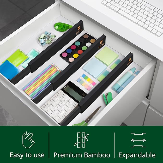 Bamboo Drawer Dividers Organizers, Adjustable Drawer Separator Splitters - Image 5