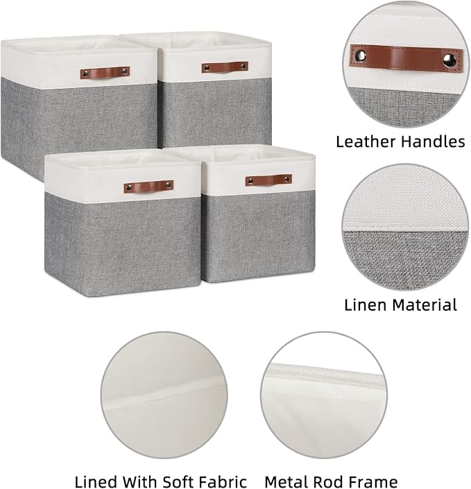 HNZIGE Foldable Storage Cubes Baskets Set Fabric Bins - Image 5