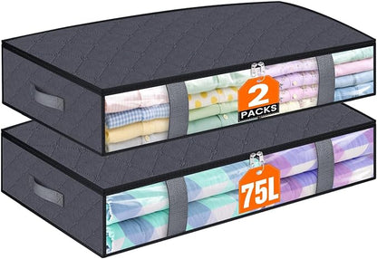 Under Bed Storage Containers, 2 Pack Blanket Storage Bags, Collapsible Storage by Unknown