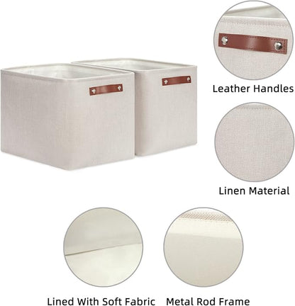 HNZIGE Large Canvas Baskets 16"×11.8"×11.8" Decorative Storage Bins - Image 5