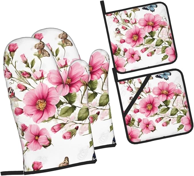 Garden with Birds and Flowers Advanced Oven Gloves and Pot Rack Kit | Insulated - Image 9