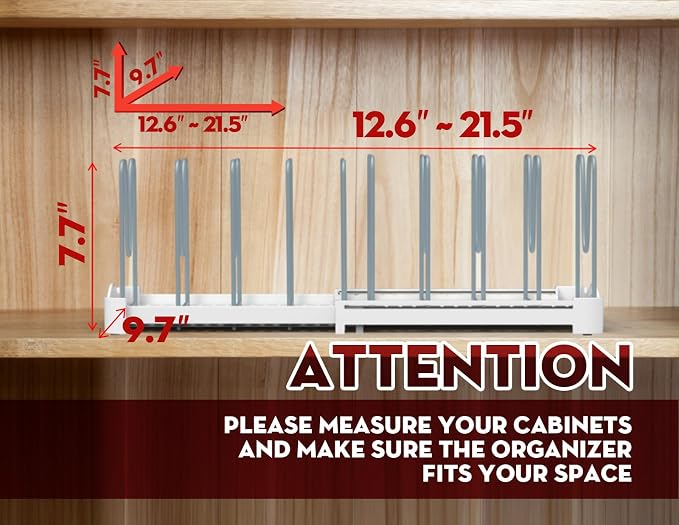 EVERIE Adjustable Bakeware Organizer Pot Lid Holder Rack - Image 5