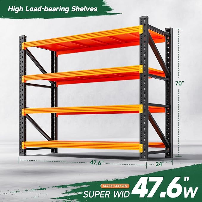 Letaya 3000LBS Heavy Duty Storage Shelves, 4 Tier Large Tall Industrial Shelving - Image 2