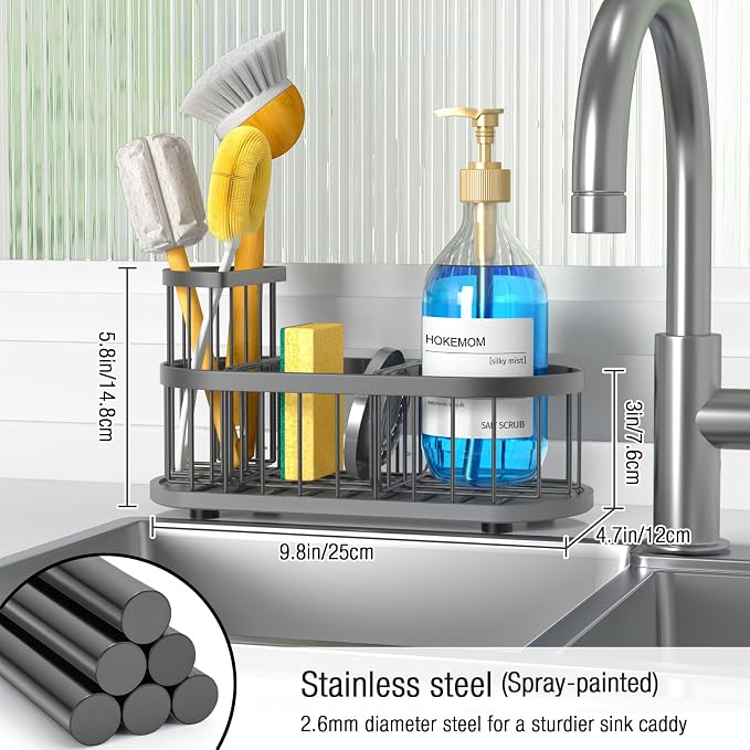Kitchen Sink Organizer with Sponge Holder & Brush Holder - Image 7