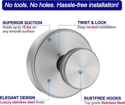 Bntuk Suction Cup Hooks for Shower, Removable Towel Hooks for Bathroom Window - Image 3