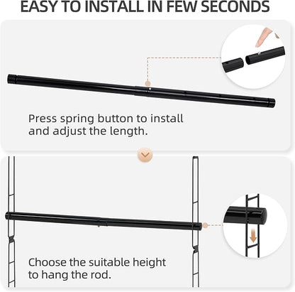 STORAGE MANIAC Hanging Closet Rod, Adjustable Width and Height Closet Hanging - Image 4