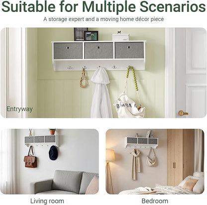 Haotian SoBuy Wall Shelf with Hooks, Coat Rack Wall Mounted with Shelf | Wall - Image 5
