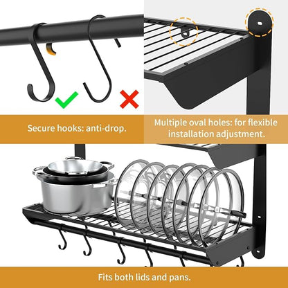 Taozun Pot Rack Wall Mounted 30 Inch, 2-Tier Heavy Duty Pot and Pan Hanging - Image 2