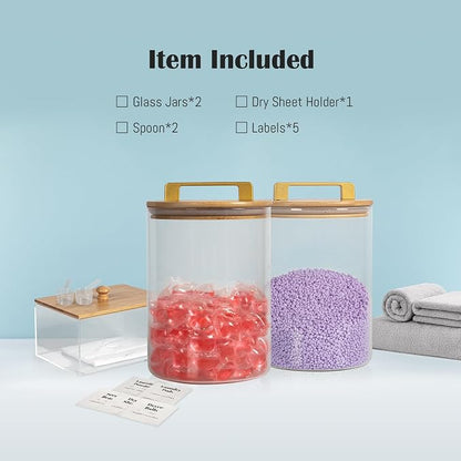 Glass Jars For Laundry Room Organization and Storage, 2 Pack -0.9 Gallon - Image 8