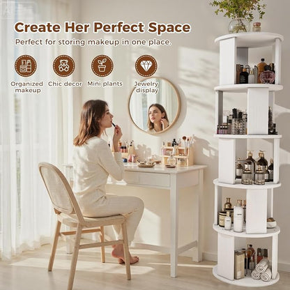 5 Tier Rotating Bookshelf Tower, 360° Display Round Bookcase, Floor Standing - Image 7