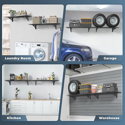 2 Pack Heavy Duty Garage Wall Shelving Set, Wall Mounted Garage Shelves 500lbs - Image 6