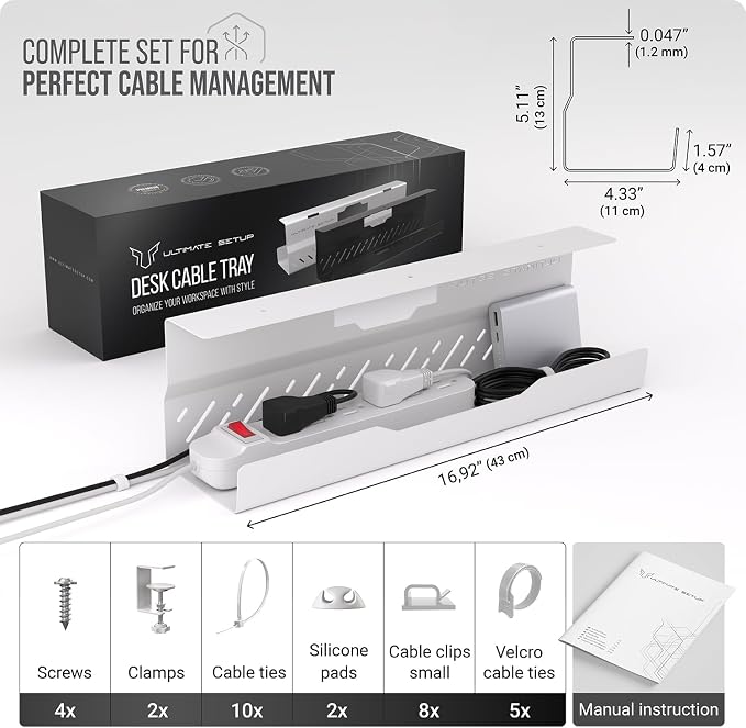 Under Desk Cable Management Tray no Drill – Wire Management - Image 6