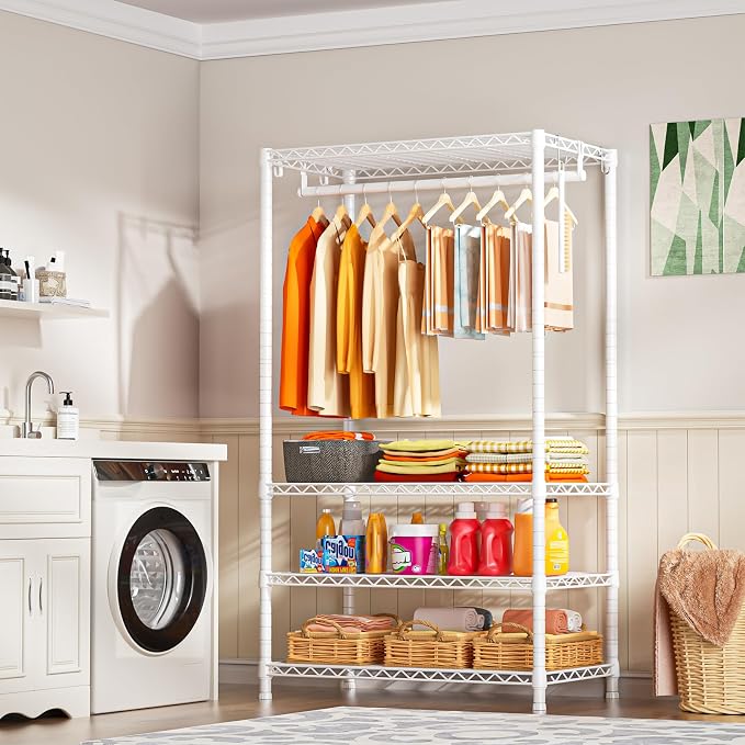 Ulif H4 Portable Closets, 4-Tier Metal Clothes Garment Rack - Image 5