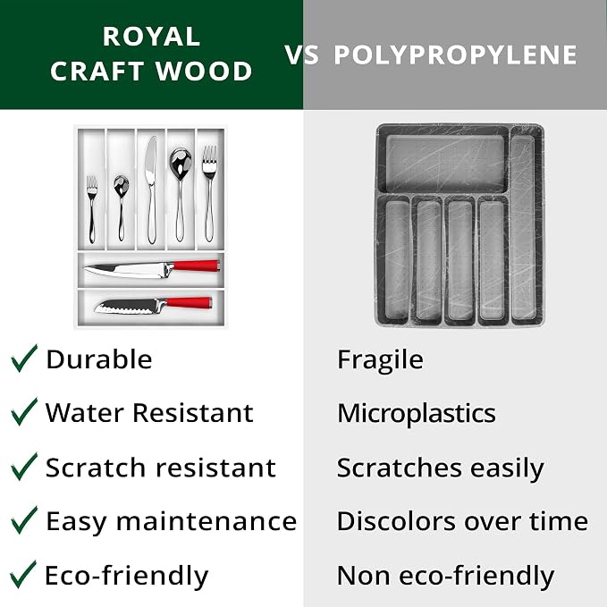 ROYAL CRAFT WOOD Luxury Bamboo Kitchen Drawer Organizer - Image 9