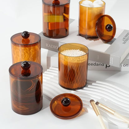 4 Pack Qtip Holder, Canister Apothecary Jar Set, Bathroom Jars - Image 5