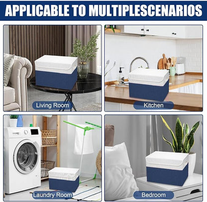 Large 22 Quart Linen Fabric Foldable Storage Bin Cube Organizer Basket - Image 7