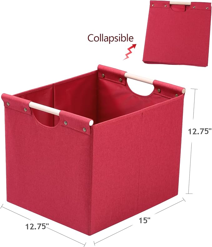 HOONEX Large Collapsible Storage Bins, Linen Fabric, Storage Baskets - Image 7